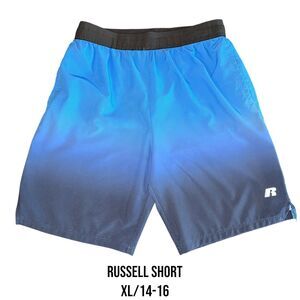 Russell Blue Black Athletic Woven Short Teen Boys Size XL 14-16